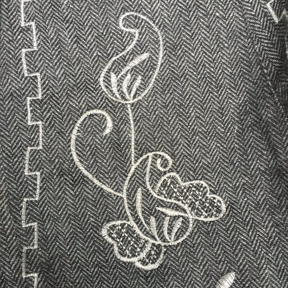 COCO & tashi grey embroidered wool blend full skirt - size S - Picture 2 of 9